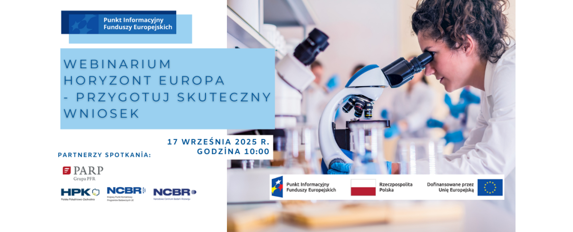Obrazek promujący wydarzenie pn. Webinarium pt. „Horyzont Europa – przygotuj skuteczny wniosek”