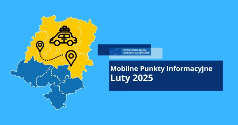 Grafika promująca wydarzenia pn. mobilne punkty informacyjne w województwie opolskim - luty 2025 r.