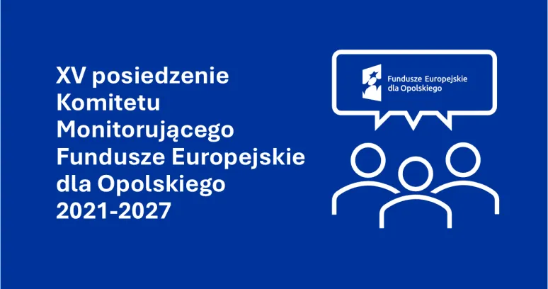 grafika przedstwiajaca ludzi, logotyp FEO oraz napis XV posiedzenie komitetu monitorującego