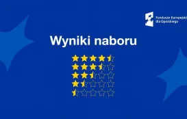Obrazek z napisem na środku Wyniki naboru, a w prawym górnym rogu umieszczone jest logo Fundusze Europejskie dla Opolskiego  